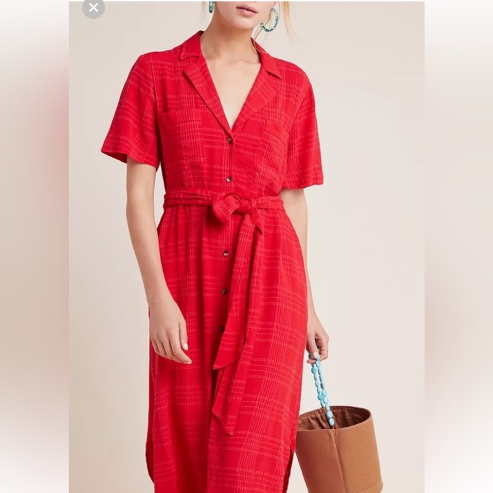 Maeve aria textured red shirtdress sz S